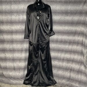 Elegant Black Satin Pant Set